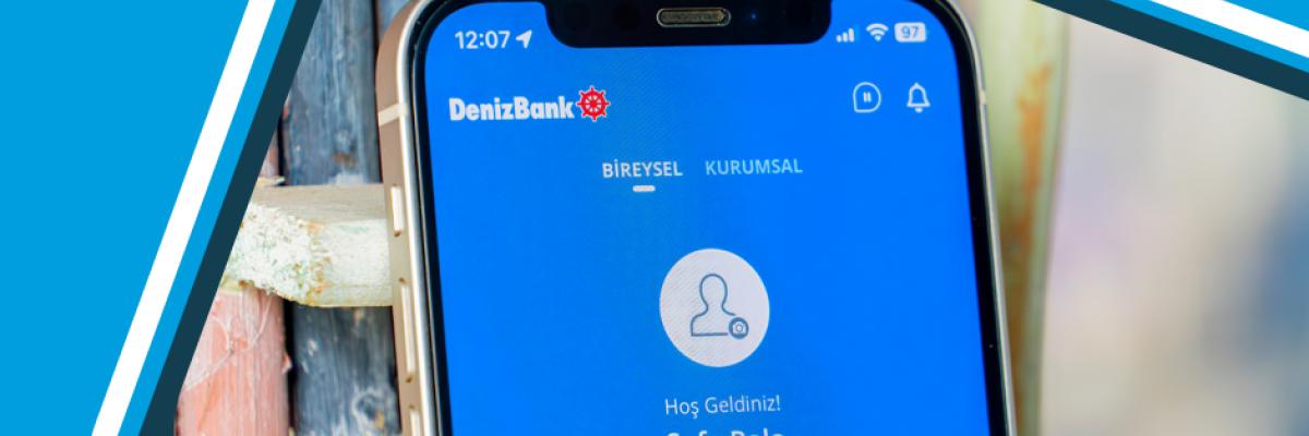 DenizBank mobilioji bankininkystės programėlė telefone, naudinga valdant finansus mėgaujantis atostogomis Alanijoje.