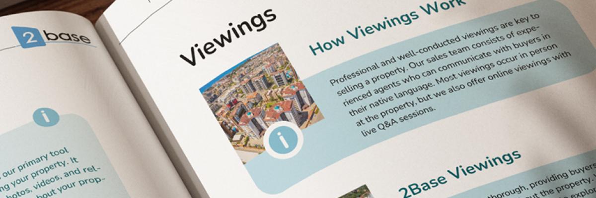 Alanya feriehjem brochure, der viser ejendomsvisninger og fremhæver ejendomsmuligheder på en solrig og attraktiv tyrkisk beliggenhed.