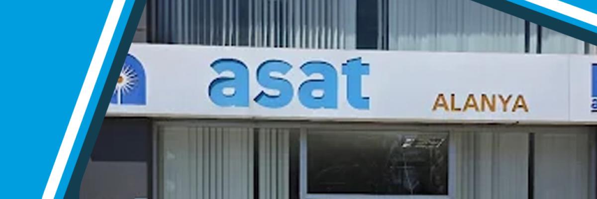 अलाया, तुर्की में ASAT भवन, जो छुट्टियों के घरों और पर्यटन के लिए एक प्रमुख उपयोगिता प्रदाता है।